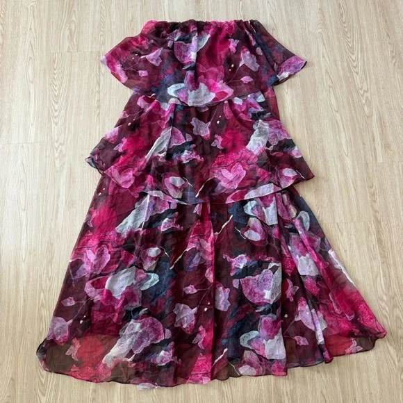 Petal & pup strapless chiffon tiered floral maxi dress nwot - Picture 5 of 5